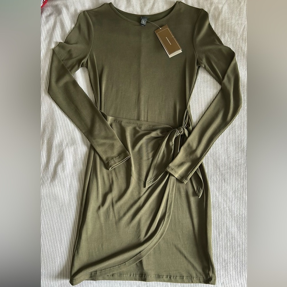 Francesca’s ALYA Olive Green Side-tie Dress
